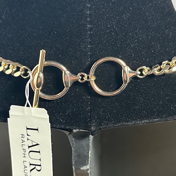 Lauren Ralph Lauren Gold Medallion RL Logo Necklace Gold & Silver Tone - Picture 3 of 5